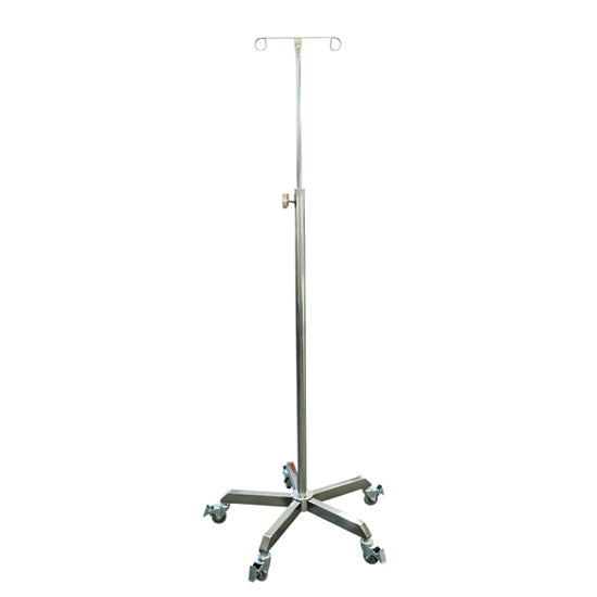 IV Pole with Wheels, Stainless Steel IV Stand Poles Portable Infusion Stand  IV Bag Holder with 2 Hooks for Hospital and Home, Adjustable Height