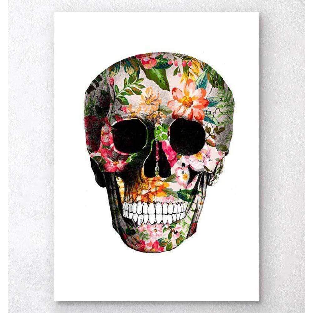 Floral Skull Art Print White Background